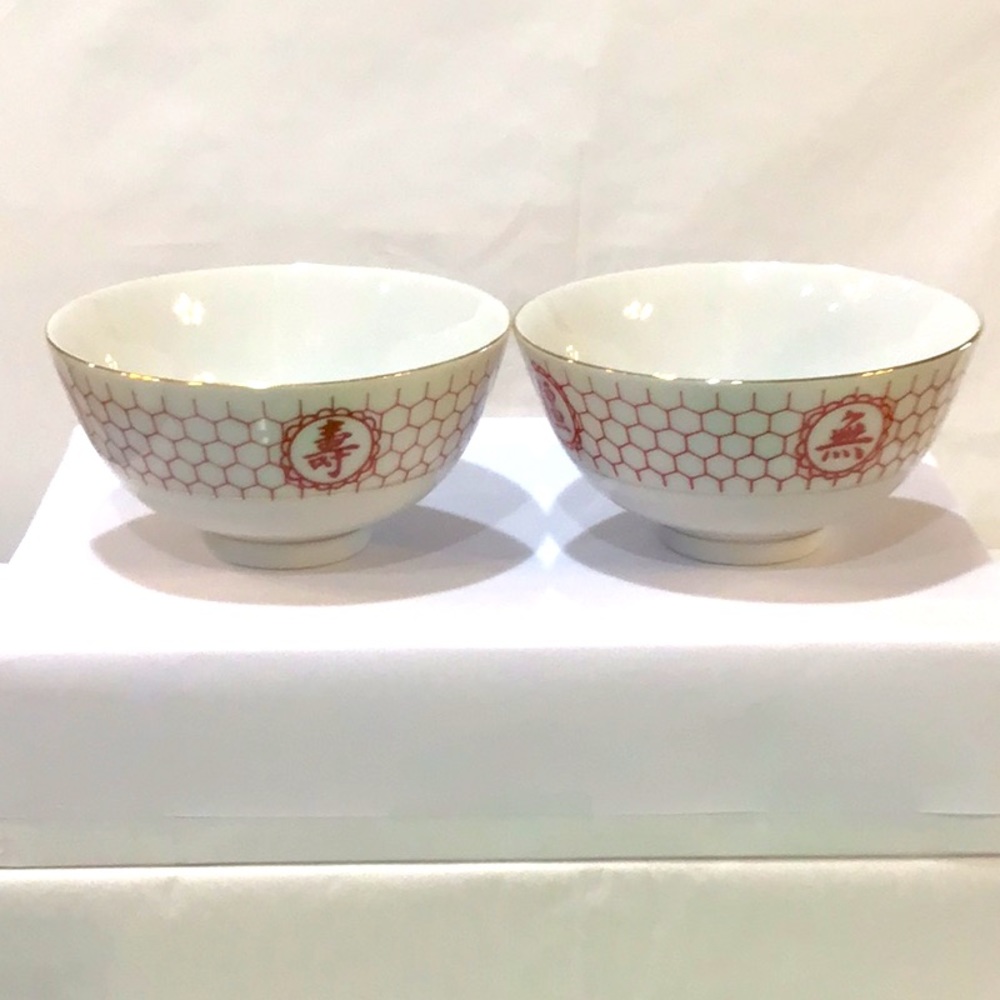 Pair Taiwan porcelain soup bowls rice cups rice bowl